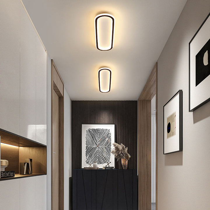 Plafonnier LED encastré ovale extra-plat noir et blanc pour chambre, couloir, entrée, foyer, éclairage contemporain, moderne et minimaliste