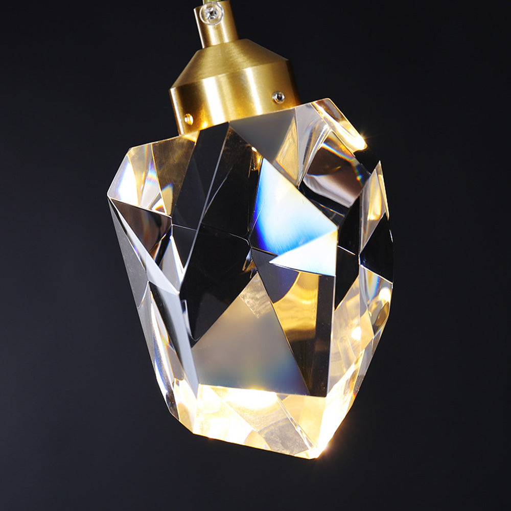 Adjustable Drop Fixture with Clear Tapered Shade & Brass Accents for Kitchen Islands, Breakfast Nooks, Entryways