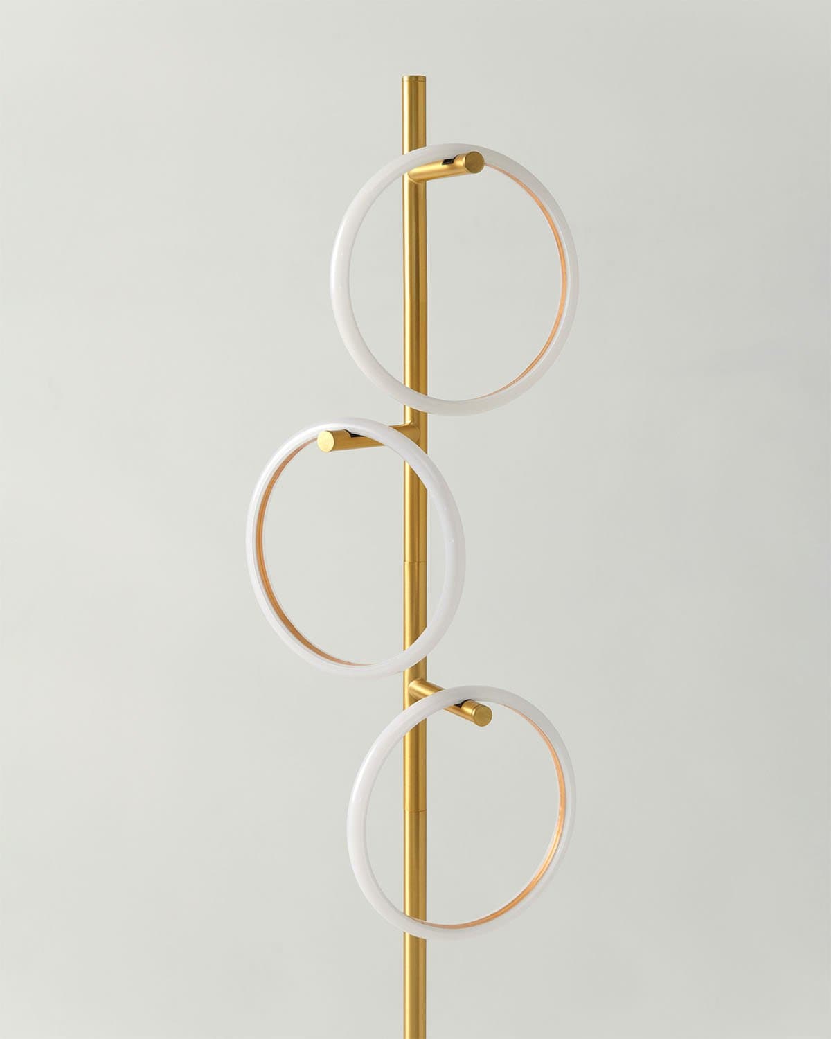Triple-Ring LED Floor Lamp with Dimmer – 66" Tall Standing Light for Bedroom & Living Areas – Gold Metal Reading Lamp
