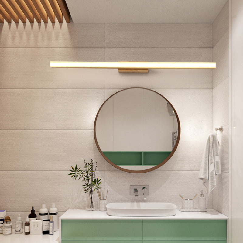 Linear LED Sconce 16W 32-Inch Wood & Acrylic for Vanity Bedroom Hallway Home Office Task Ambient Lighting Modern Hardwired Fixture Low-Profi