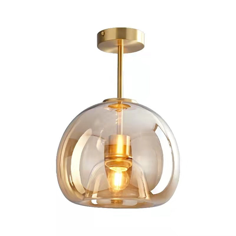 Ceiling Light Fixture Iron & Glass 10×11 inch Smoky Shade for Bedroom Hallway Living Room Modern Semi-Flush Design Hardwired E26 Base
