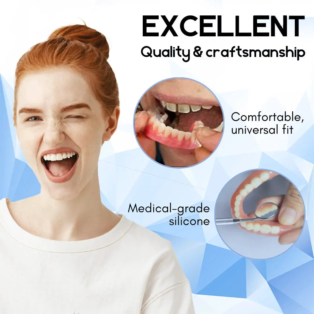 Removable Cosmetic Teeth Veneers for Adults – Instant Smile Enhancer with Silicone Liner, Reusable Snap-On Dental Cover for Natural Look