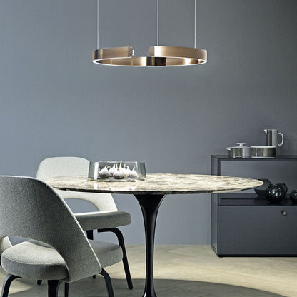 Plafonnier LED circulaire à anneau en aluminium de 20 po, hauteur réglable pour îlot de cuisine, salle à manger et hall d'entrée, luminaire suspendu moderne en forme de halo, économe en énergie