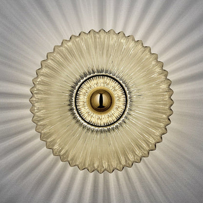 Ribbed Glass Sconce Light Fixture 9.4 Inch Hardwired E26 Bedside Hallway Accent Lamp Frosted Shade Vintage Inspired Bathroom Reading Light W
