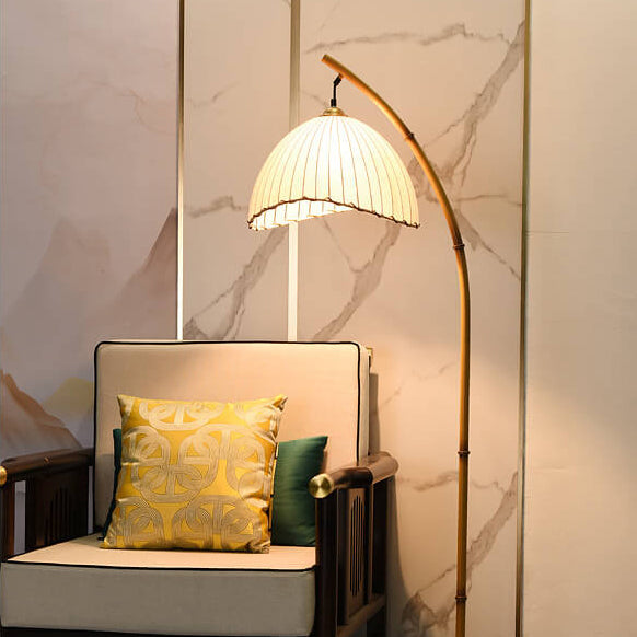 Standing Lamp with Stone Base and Fabric Shade 63 in Tall Natural White Plug-In Light for Bedroom Den Corner Accent Contemporary Home Decor