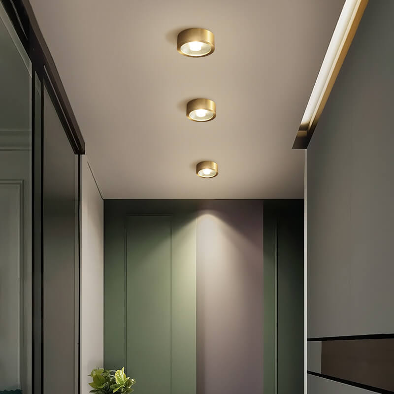 Slim-Profile Circular LED Ceiling Light – Brushed Copper Finish for Entryways, Bedrooms & Living Rooms
