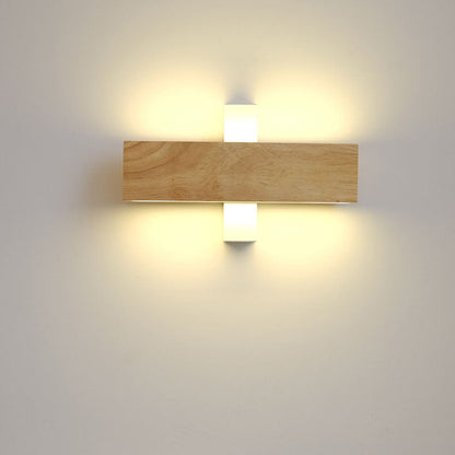 Rotating LED Wall Sconce with Wood Accent – Adjustable Minimalist Light for Bedroom & Living Room