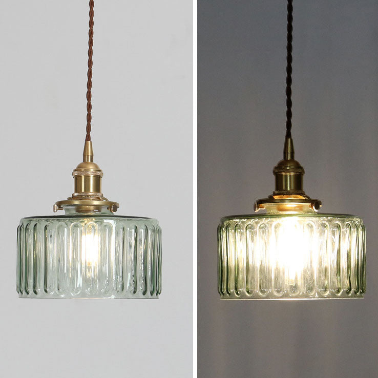 Glass Globe Hanging Ceiling Fixture Copper Accent Single Bulb Socket Asian Inspired Decor for Bedroom Entryway Dining Room Kitchen Island