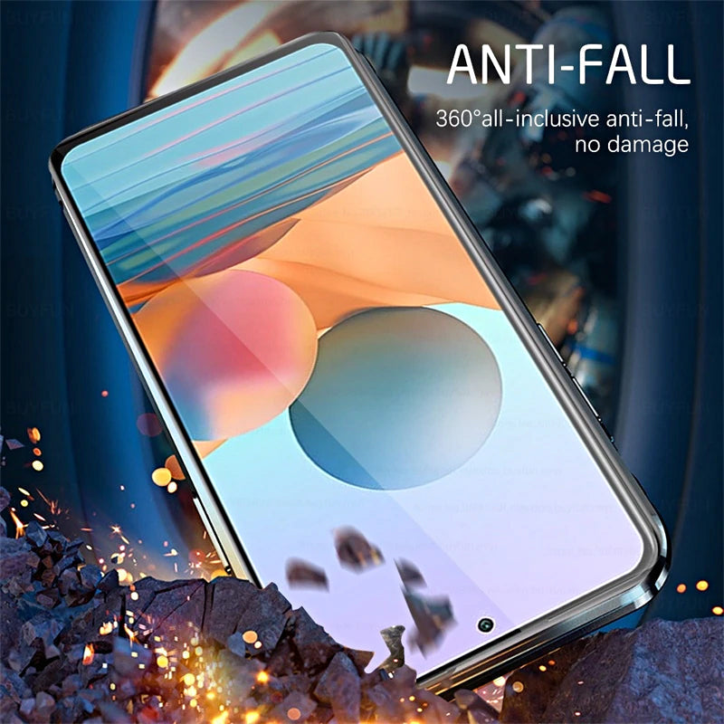 Coque de téléphone magnétique en verre trempé pour Samsung Galaxy avec protection double face et fermeture autobloquante