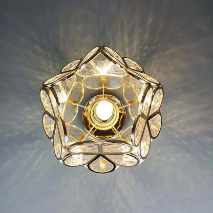 Flush Mount Flower Fixture in Gold with Acrylic Shade for Entryway Bedroom Small Spaces 8-Inch Modern LED Overhead Home Lighting