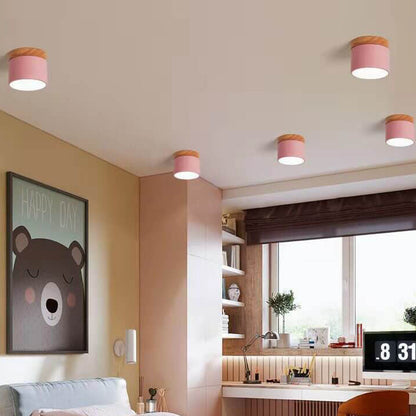 Round Compact LED Ceiling Light with Tri-Color Temperature Switch for Hallways, Bedrooms & Living Rooms | Modern Nordic Style Flush Mount