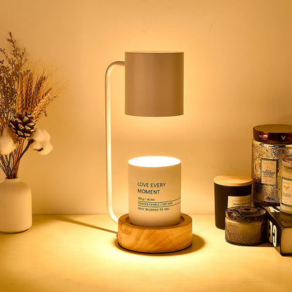Wood & Metal Desk Lamp with GU10 Socket for Bedroom Nightstand Reading Study Room Office Task Lighting Plug-In Accent Light 6.7"
