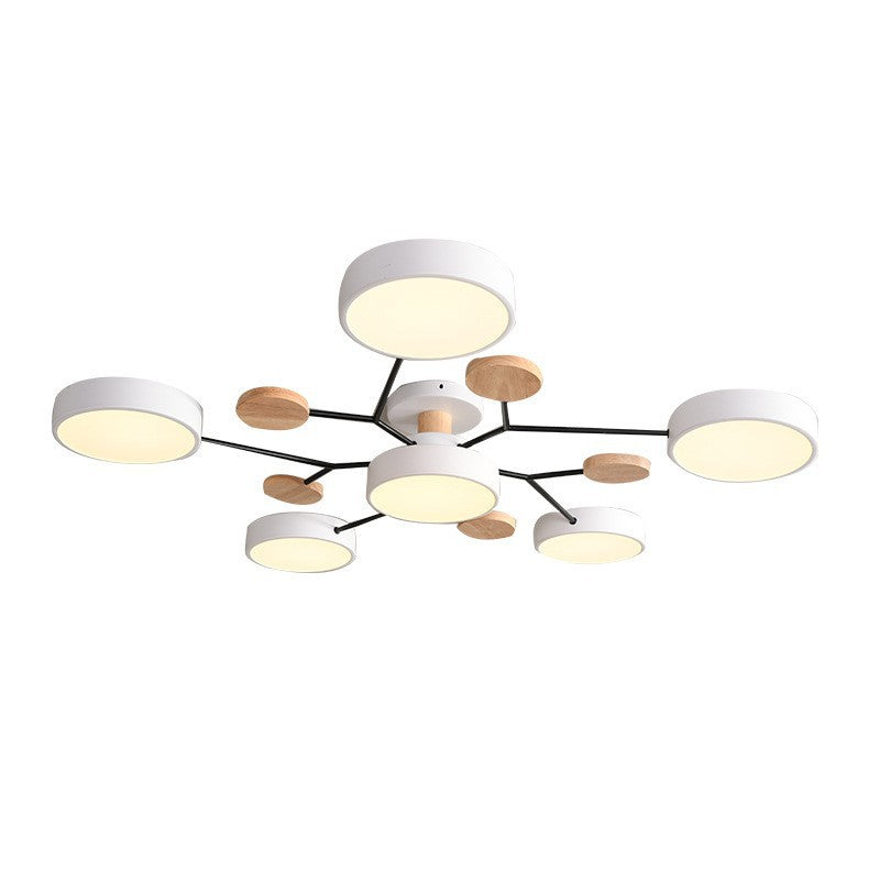 Modern Molecular LED Ceiling Light – Scandinavian Wood & Metal Flush Mount for Living Room, Bedroom & Kitchen