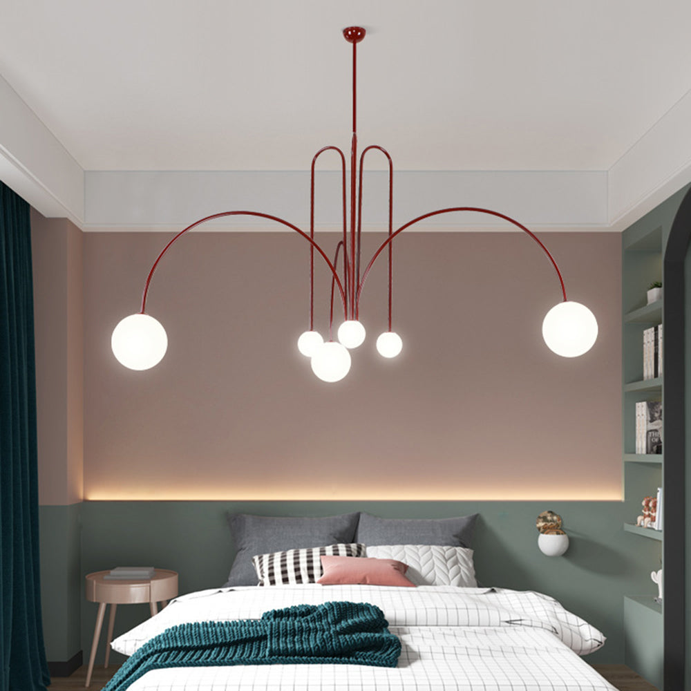Multi-Pendant Glass Chandelier for Dining Room & Living Room – Adjustable Height Suspension Fixture with LED Bulbs