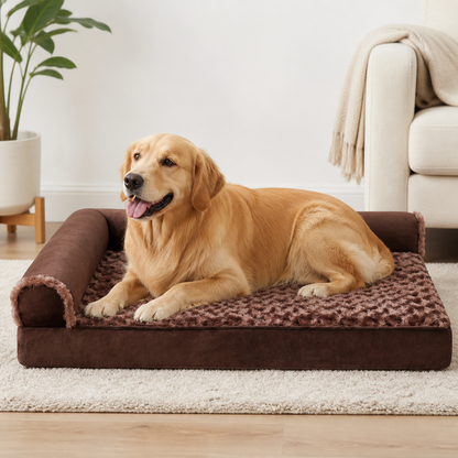 Ortekor Orthopedic High-Density Foam & Sherpa Dog Bed (Removable Cover)