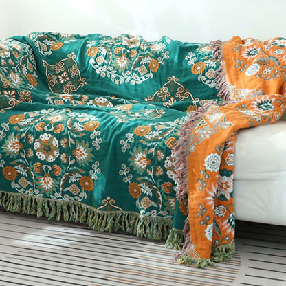 Reversible Cotton Quilt Lightweight Floral Bedspread for All Seasons Queen King Full Size Breathable Coverlet
