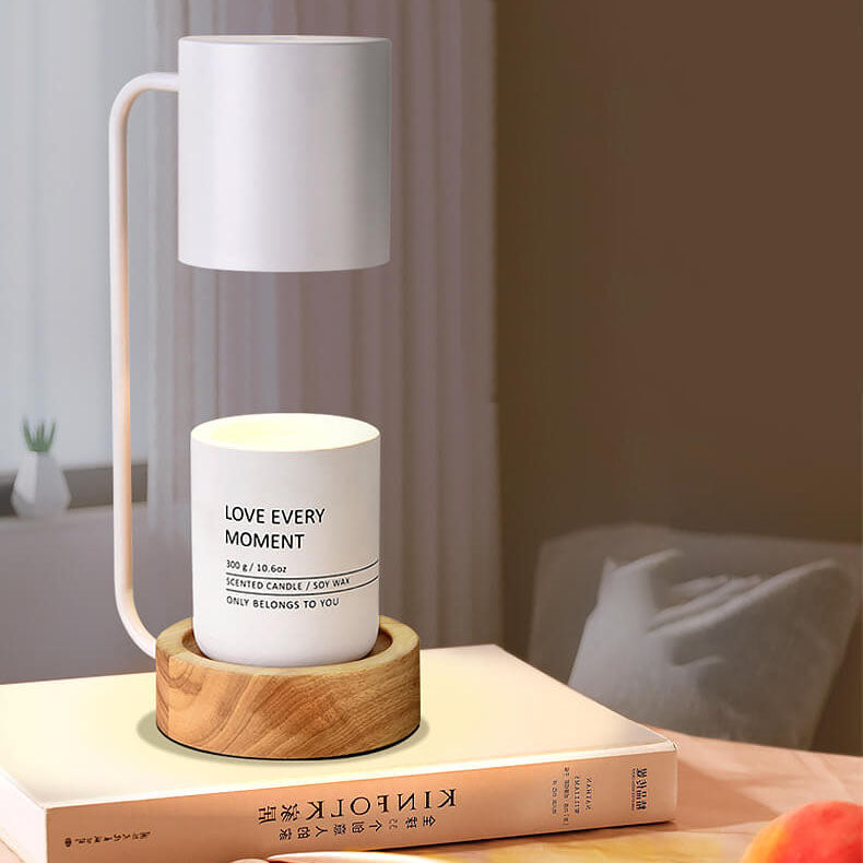Wood & Metal Desk Lamp with GU10 Socket for Bedroom Nightstand Reading Study Room Office Task Lighting Plug-In Accent Light 6.7"