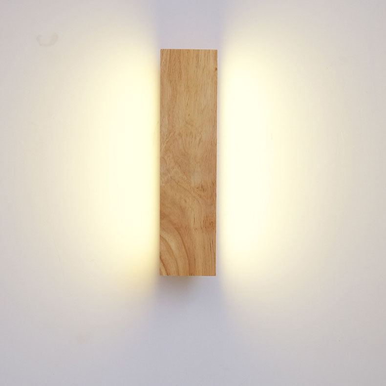 Hardwired LED Wall Sconce with Rotating Wood Frame and Acrylic Diffuser for Hallway, Bedroom, Living Room