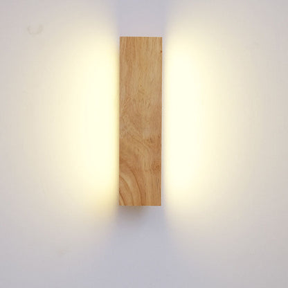 Hardwired LED Wall Sconce with Rotating Wood Frame and Acrylic Diffuser for Hallway, Bedroom, Living Room