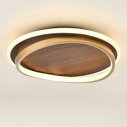 Scandinavian Wood Accent LED Ceiling Light Flush Mount Indoor • Modern Minimalist Design for Bedroom Living Room • Integrated High Lumen