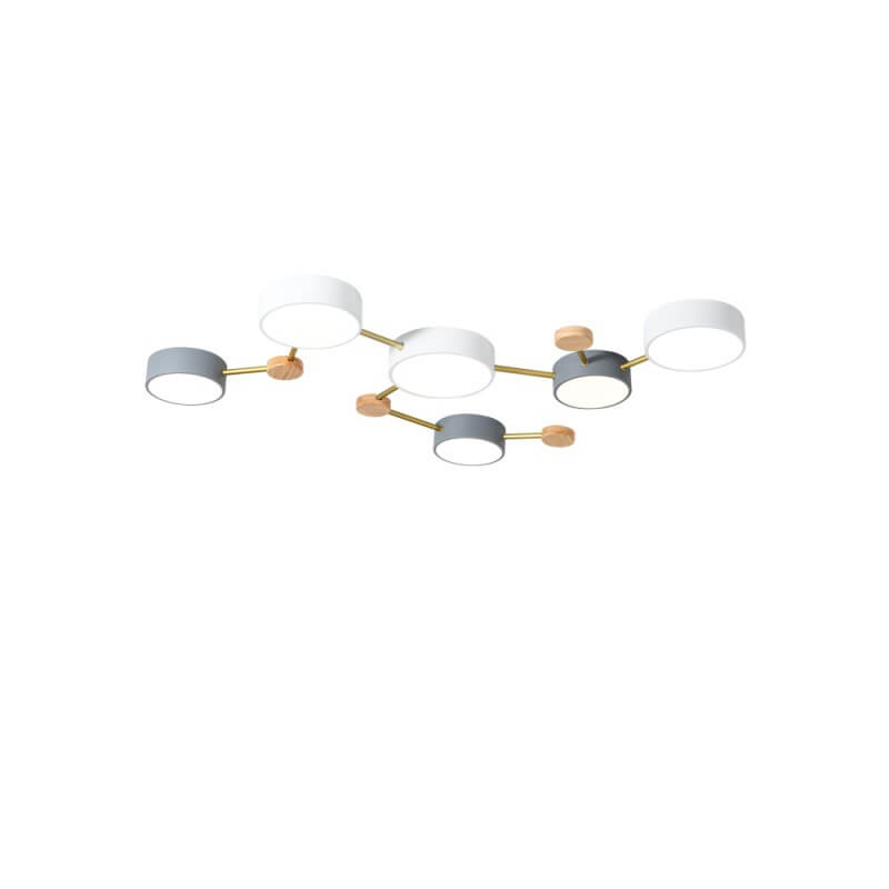 Rectangular LED Ceiling Light 36W Gray Wood and Metal Low-Profile Design for Bedrooms Entryways Modern Home