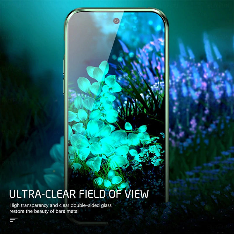 Coque de téléphone magnétique en verre trempé pour Samsung Galaxy avec protection double face et fermeture autobloquante