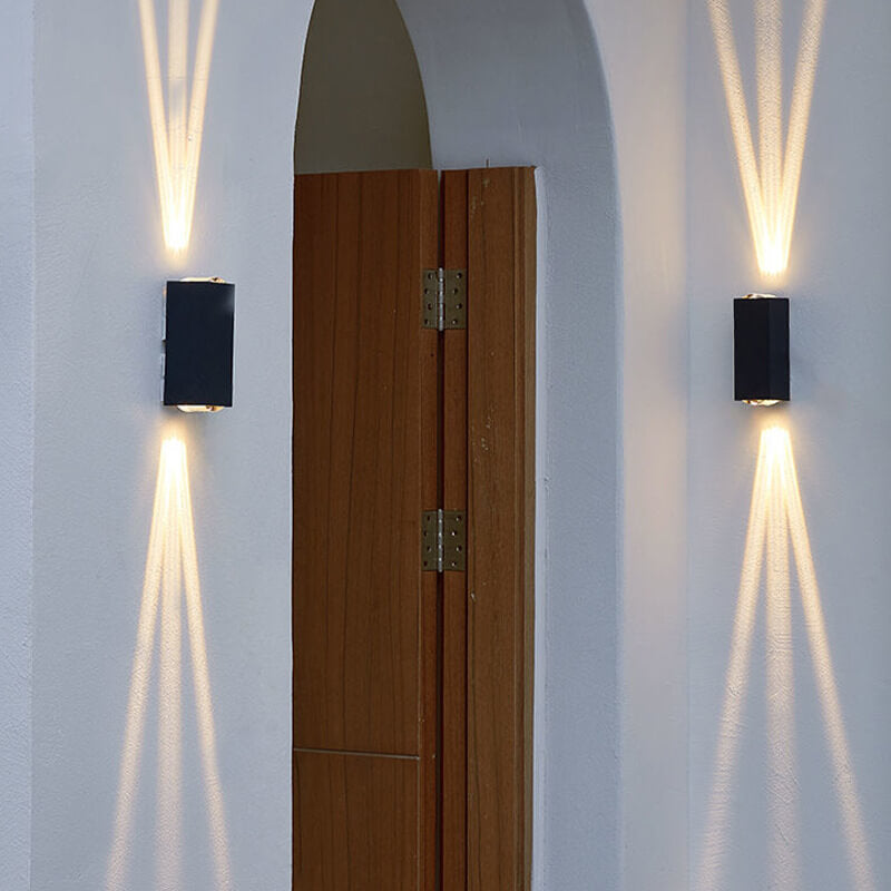 Dual-Beam Aluminum LED Wall Light for Indoor & Outdoor Use – Black Fixture with Warm, Cool, or Neutral Light