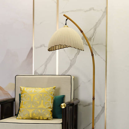 Contemporary Floor Lamp with Fabric Shade & Marble Base for Living Room, Bedroom, Hallway | Single-Bulb Standing Light Fixture with E26