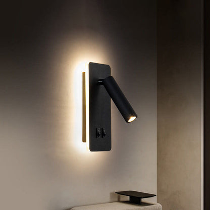 Adjustable LED Wall Sconce with Backlight – Rotatable Reading Light for Bedroom & Hallway – Modern Spotlight for Bedside & Living Room