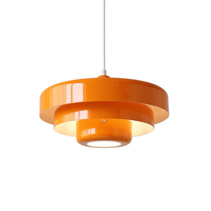 Hanging Ceiling Fixture 1-Socket Metal Shade Round Tiered Design Hardwired for Dining Room Kitchen Island Bar