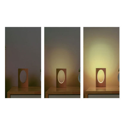 Wooden Column LED Desk Lamp with USB Power, Warm White Light for Bedroom & Office, Modern Japanese-Style Accent Light