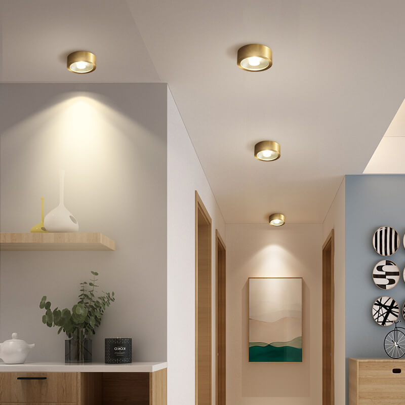 Slim-Profile Circular LED Ceiling Light – Brushed Copper Finish for Entryways, Bedrooms & Living Rooms