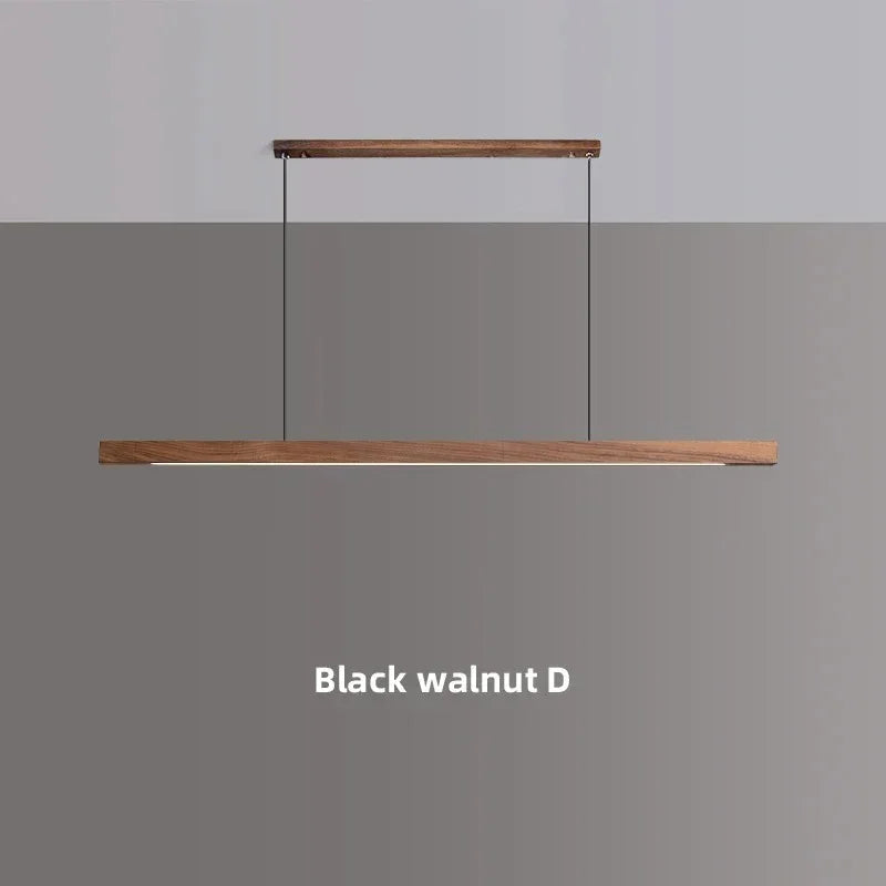 Linear Wood Hanging Light for Kitchen Island & Dining Table – Adjustable LED Ceiling Fixture in Pine or Walnut, 31-71 in Wide, Dimmable Opti
