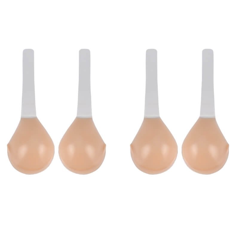 Adhesive Strapless Bra with Lift Silicone Cups Backless Plunge Neckline Transparent Adjustable Straps Reusable Skin Tone Wedding Party