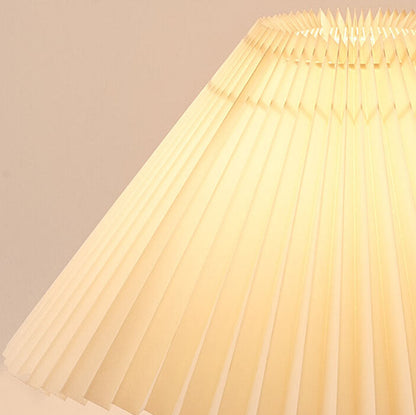 Wooden Bedside Lamp with Pleated Shade 14 in Dimmable Fabric Accent Light for Bedroom Living Room Reading Nook Japandi Scandinavian Decor