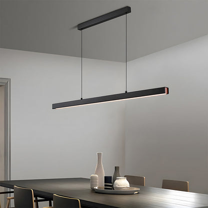 Linear Metal LED Fixture 47 in Black Kitchen Island Overhead Bar Lamp Slim Profile Adjustable Drop Modern Minimalist Style for Dining Room W