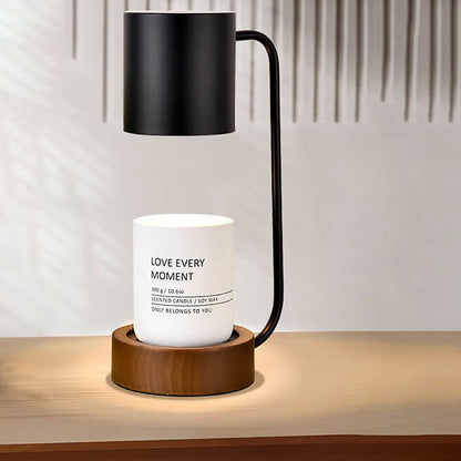 Wood & Metal Desk Lamp with GU10 Socket for Bedroom Nightstand Reading Study Room Office Task Lighting Plug-In Accent Light 6.7"