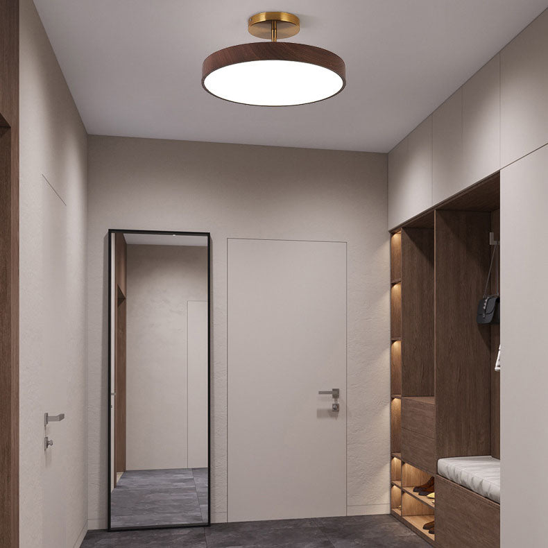 Close-to-Ceiling LED Fixture 12-Inch Iron Round Low-Profile for Hallways Bedrooms Kitchens Entryways Modern Dimmable 3000K-5000K