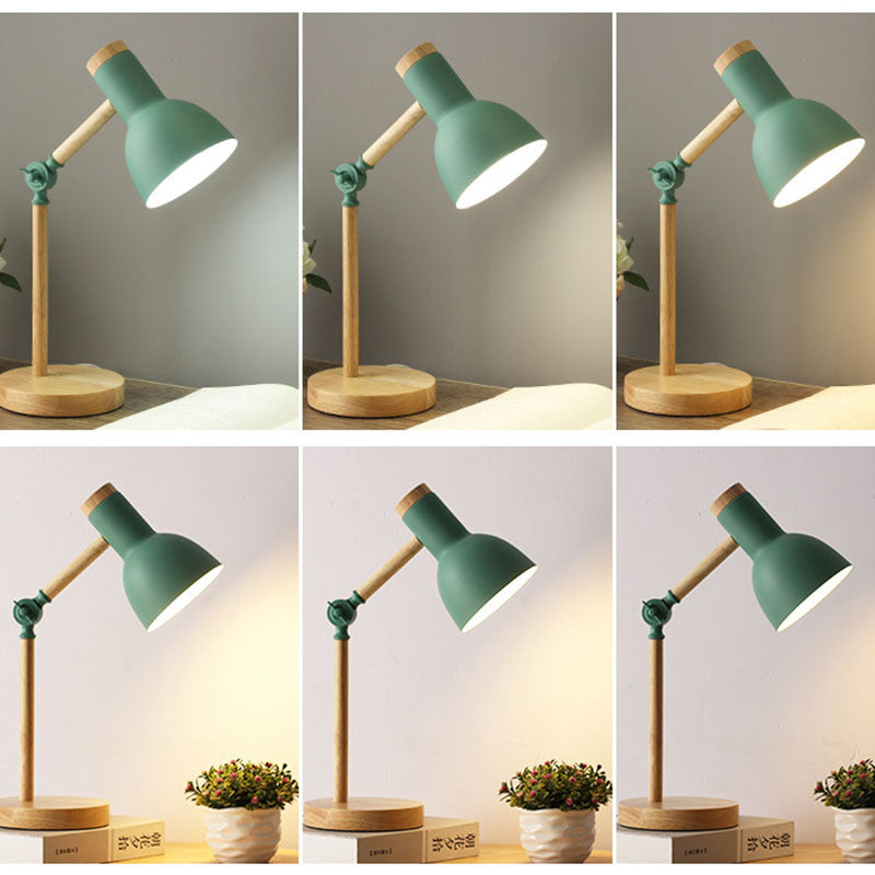 Nordic Wood & Metal Desk Lamp – Modern Minimalist Task Light for Home Office & Study – E26 Socket, Adjustable Reading Light – 5 Stylish