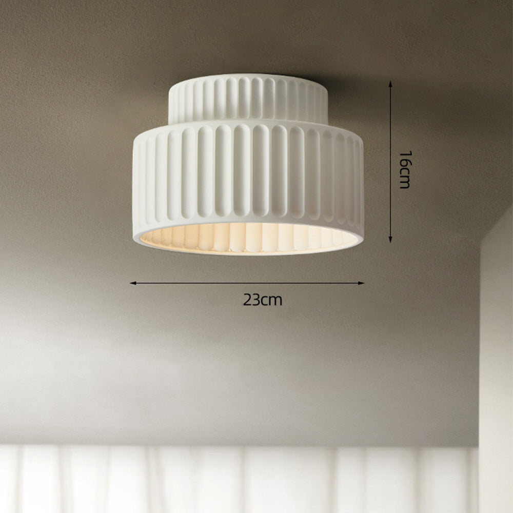 Plafonnier encastré en résine, douille E27, abat-jour texturé blanc pour cuisine, chambre, couloir, style moderne, minimaliste et scandinave à profil bas