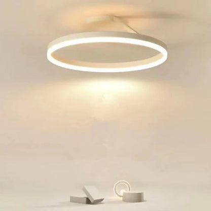 LED Ring Flush Mount Ceiling Light 20-Inch Dimmable Black White for Living Room Bedroom Modern Low-Profile Fixture Adjustable Brightness Con