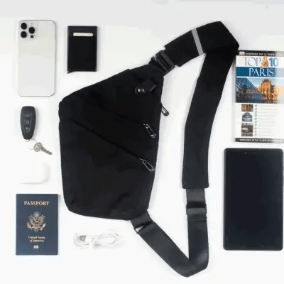 Sac à bandoulière, sangle anti-coupure et protection RFID