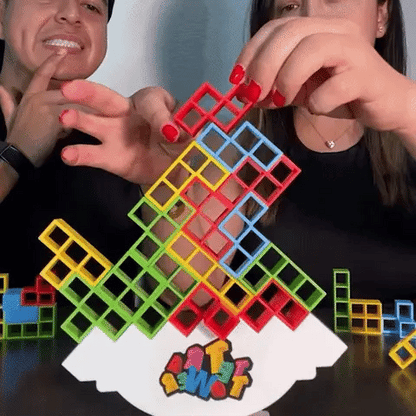 Stacking Block Balance Game with Tetris-Style Pieces for Family Game Night, Party Entertainment & Skill Building