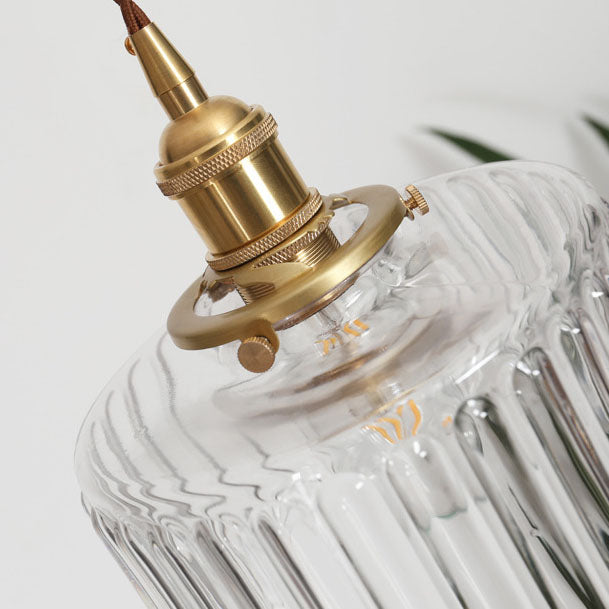 Glass Globe Hanging Ceiling Fixture Copper Accent Single Bulb Socket Asian Inspired Decor for Bedroom Entryway Dining Room Kitchen Island