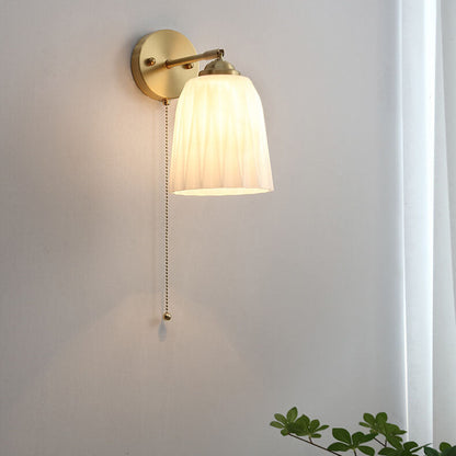 Compact Sconce Light Fixture White Shade Brass Accent 6 inch Wide for Bedroom Hallway Reading Nook Ambient Lighting E26 Socket Modern Minima