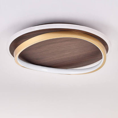 Scandinavian Wood Accent LED Ceiling Light Flush Mount Indoor • Modern Minimalist Design for Bedroom Living Room • Integrated High Lumen