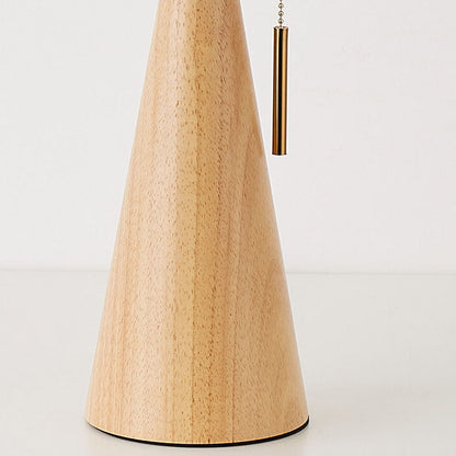 Wooden Bedside Lamp with Pleated Shade 14 in Dimmable Fabric Accent Light for Bedroom Living Room Reading Nook Japandi Scandinavian Decor