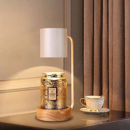 Wood & Metal Desk Lamp with GU10 Socket for Bedroom Nightstand Reading Study Room Office Task Lighting Plug-In Accent Light 6.7"