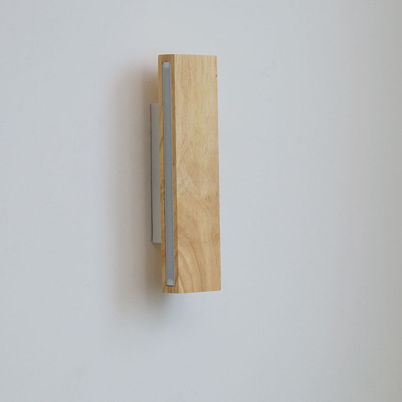 Hardwired LED Wall Sconce with Rotating Wood Frame and Acrylic Diffuser for Hallway, Bedroom, Living Room