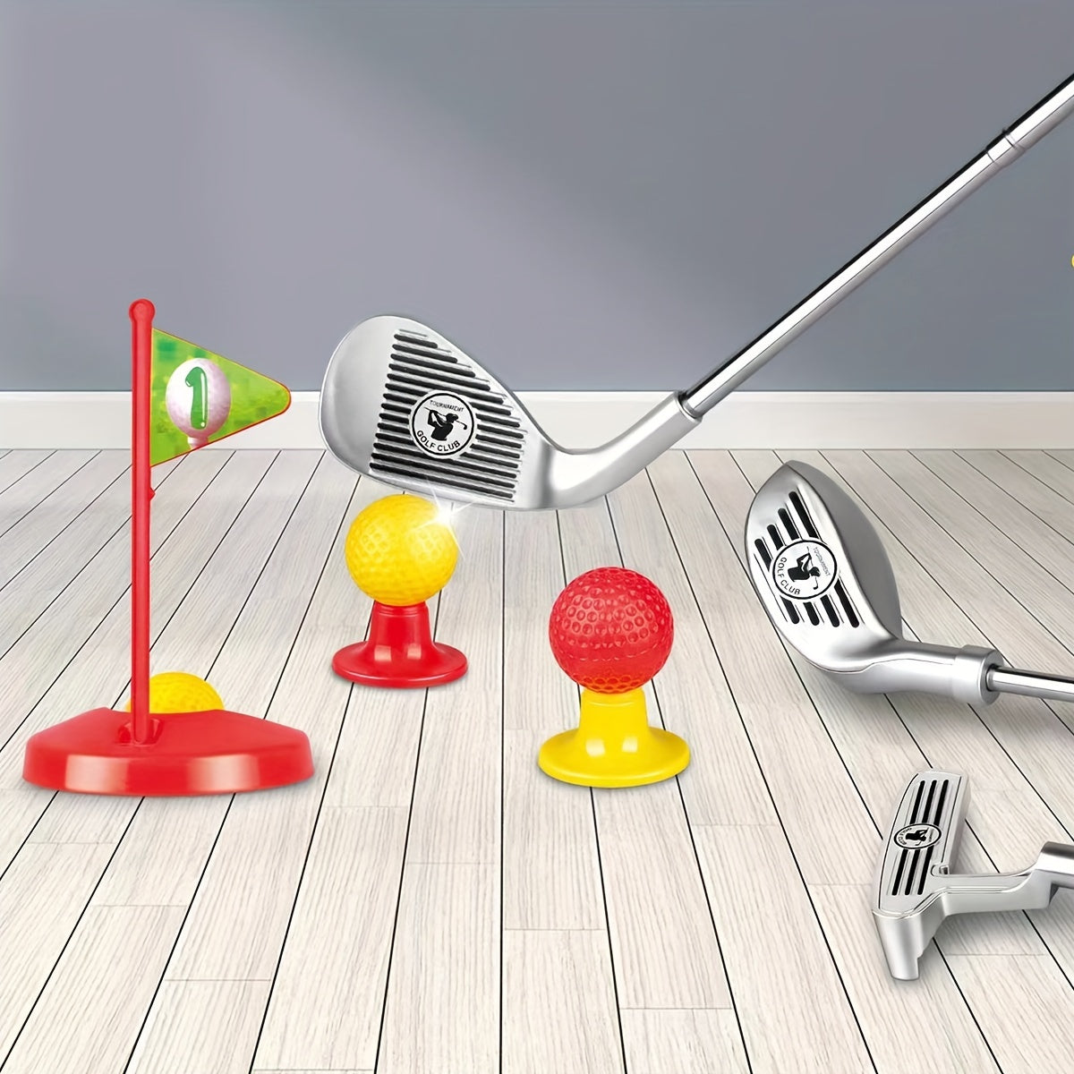 Kids Golf Set with Adjustable Clubs & Targets for Active Indoor Outdoor Play Ages 3-8 | Complete Starter Kit with Balls & Bases for Motor